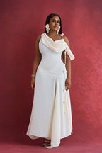 Solid Asymmetrical Shoulder Cowl Neck Cami Maxi Dress image 2