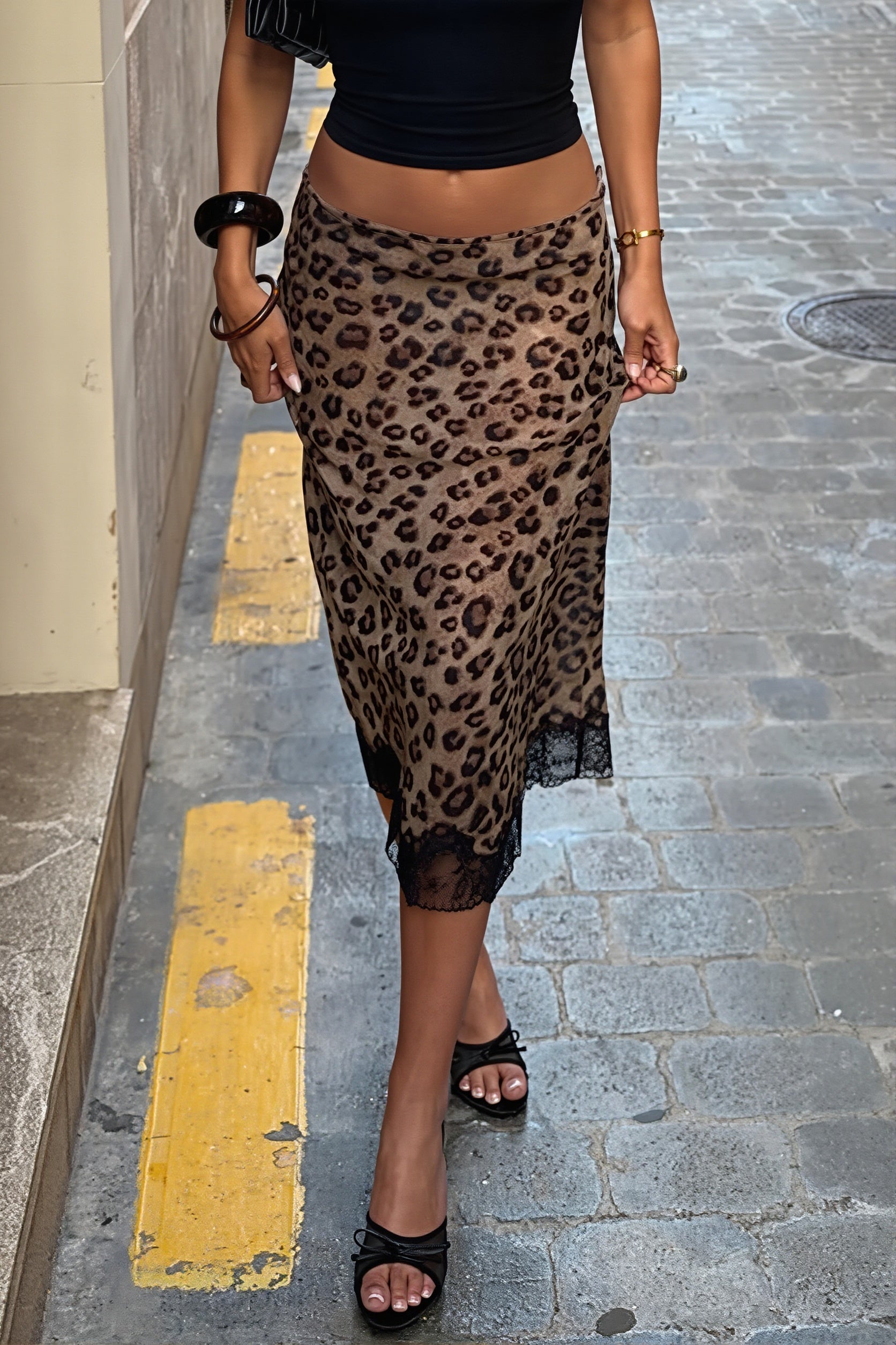 Low Waist Leopard Lace Mesh Skirt image 2