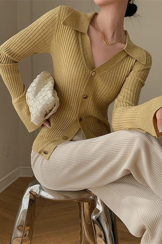 Blue V-Neck Stylish Slim Knit Cardigan image 4