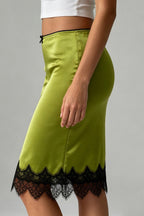 Elegant Lace Splice Satin Bow Skirt image 4