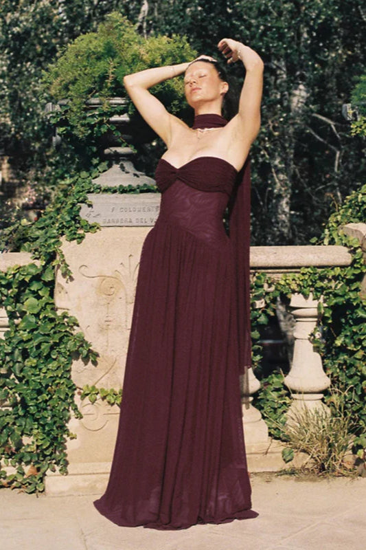 Strapless Flowy Ribbon Slim Waist Maxi Dress image 6