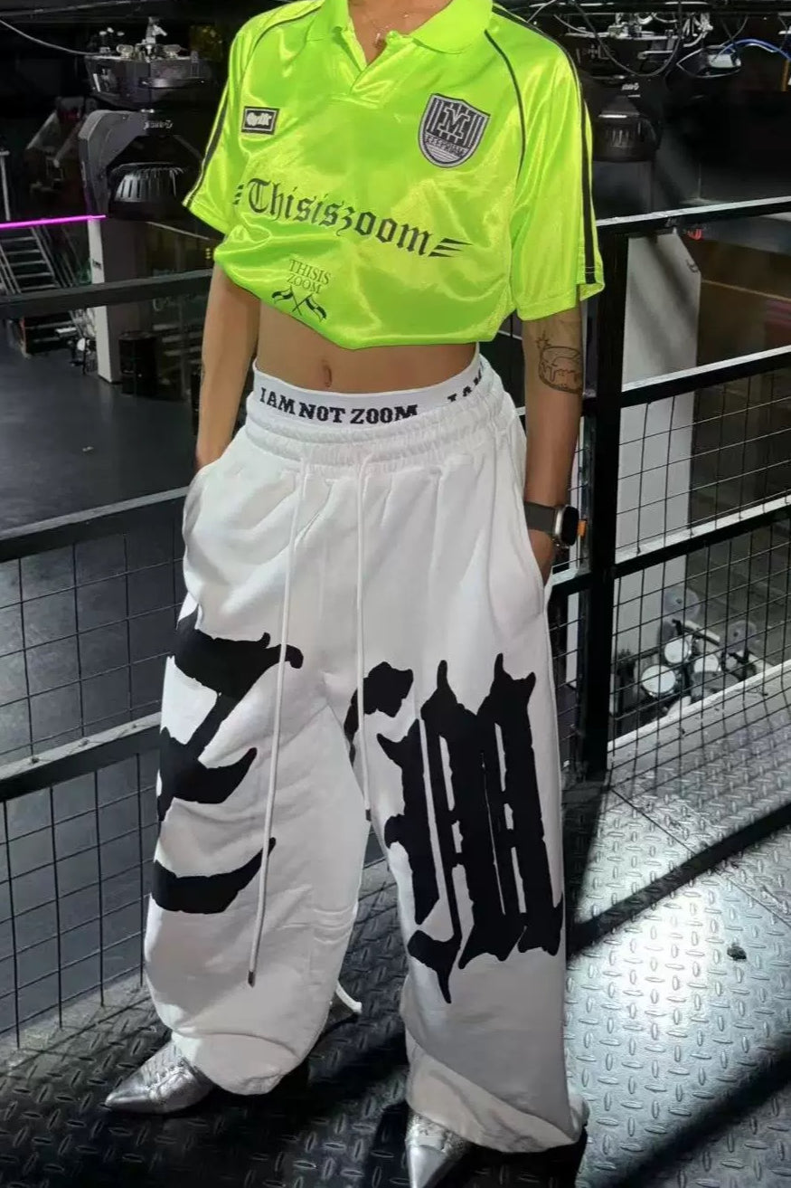 Drapey Letter Graphic Drawcord Curved Sweat Pants image 5