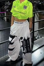 Drapey Letter Graphic Drawcord Curved Sweat Pants image 5