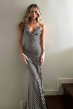 Strappy Open Back Striped Maxi Dress image 1