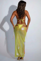 Sexy Glossy Print Halter Tie Three Piece Swim Set image 3
