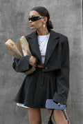 Mini Skirt with Lapel Blazer Two Piece Set image 1