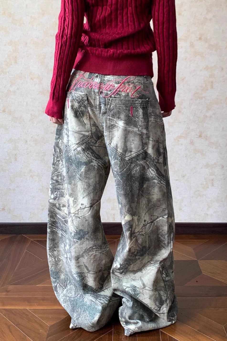 Loose Hip Hop Washed Tree Camo Jeans image 2