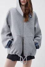 Checked Patchwork Casual Hoodie image 2