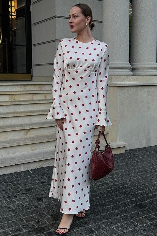 Polka Dot Print Flare Sleeve Maxi Dress image 3