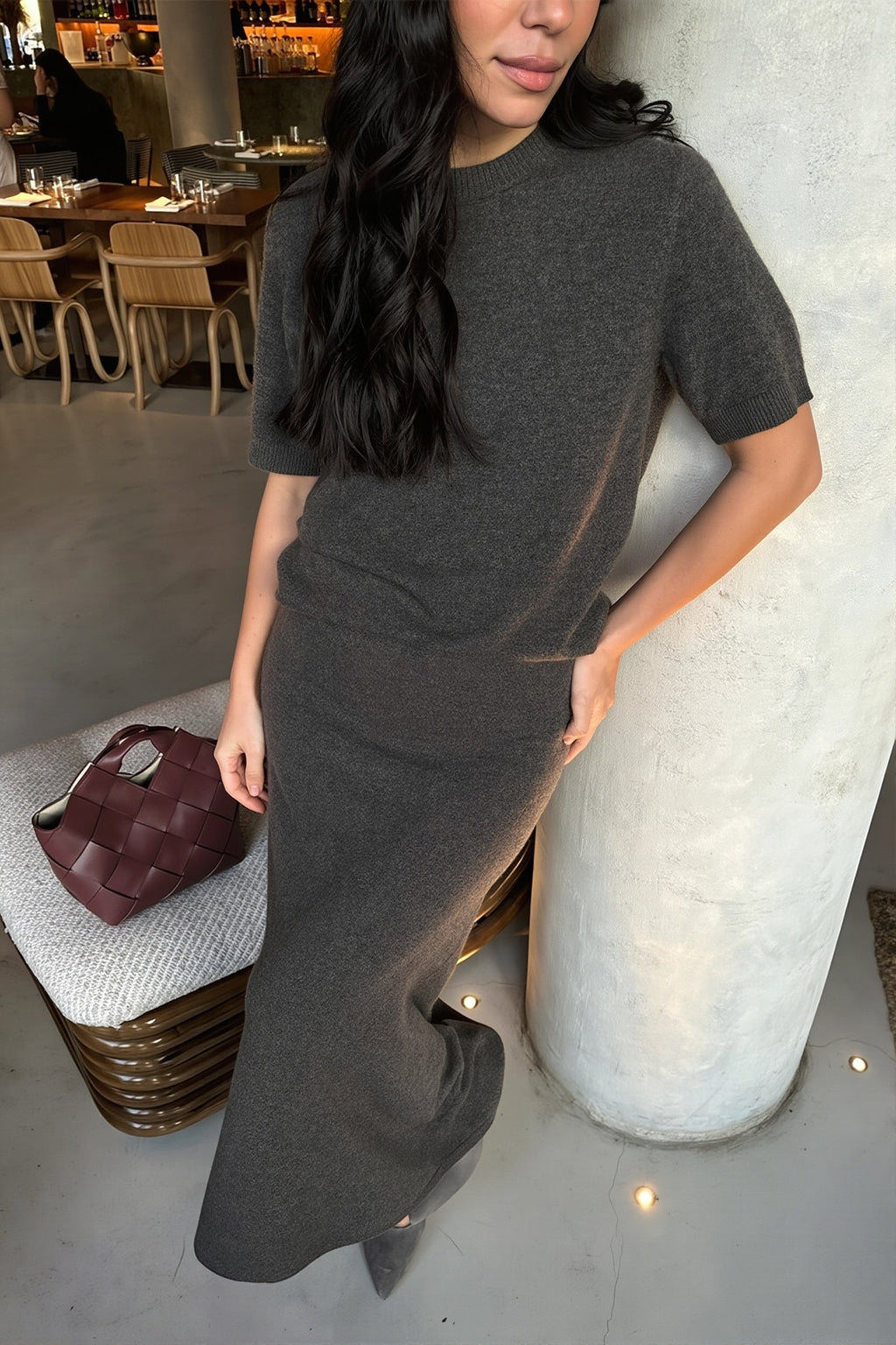 Sexy Knit Short Sleeve Pencil Skirt Sets image 8