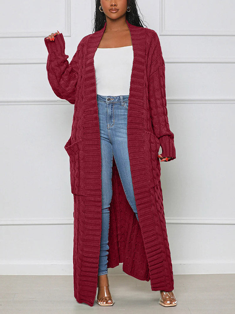 Knitted Solid Graceful Open Front Cardigan image 32