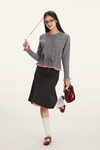 Panel-Design Waist-Cinched Slim Knit Cardigan image 3