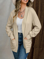 Anya Open Cardigan detail view styled for Avrienne