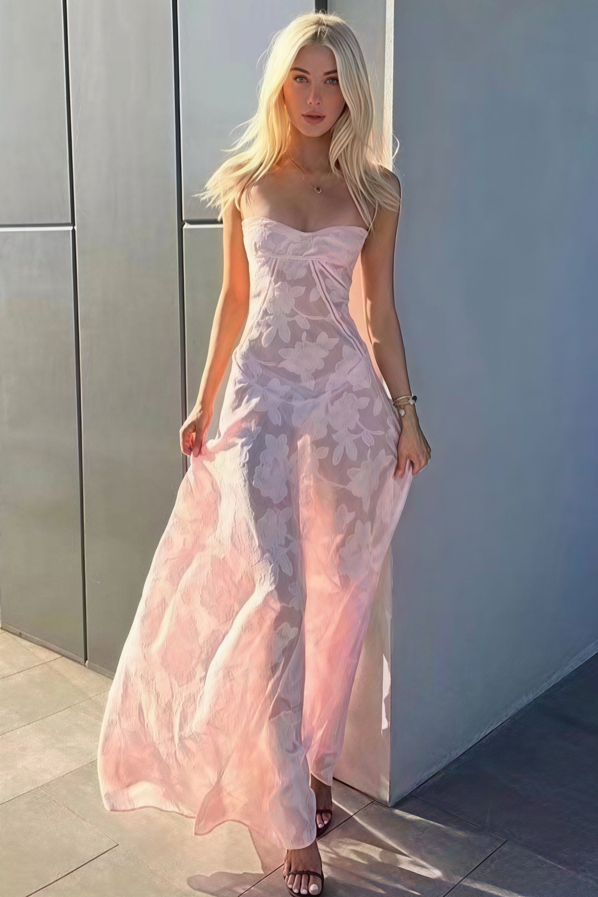 Elegant Jacquard Cami Maxi Dress image 2