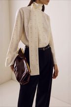 Ribbon Polka Dot Loose Commuter Blouse image 5