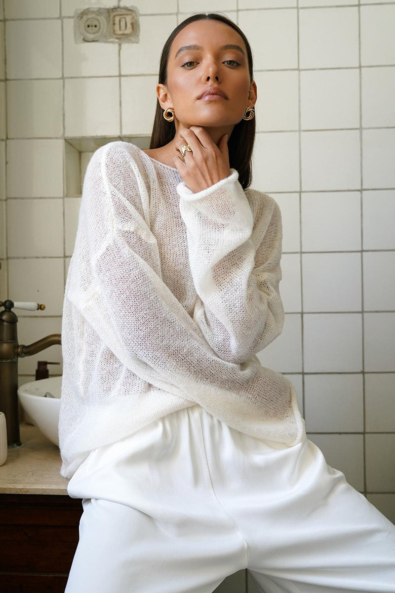 Lightweight See Through Knit Blouse image 3