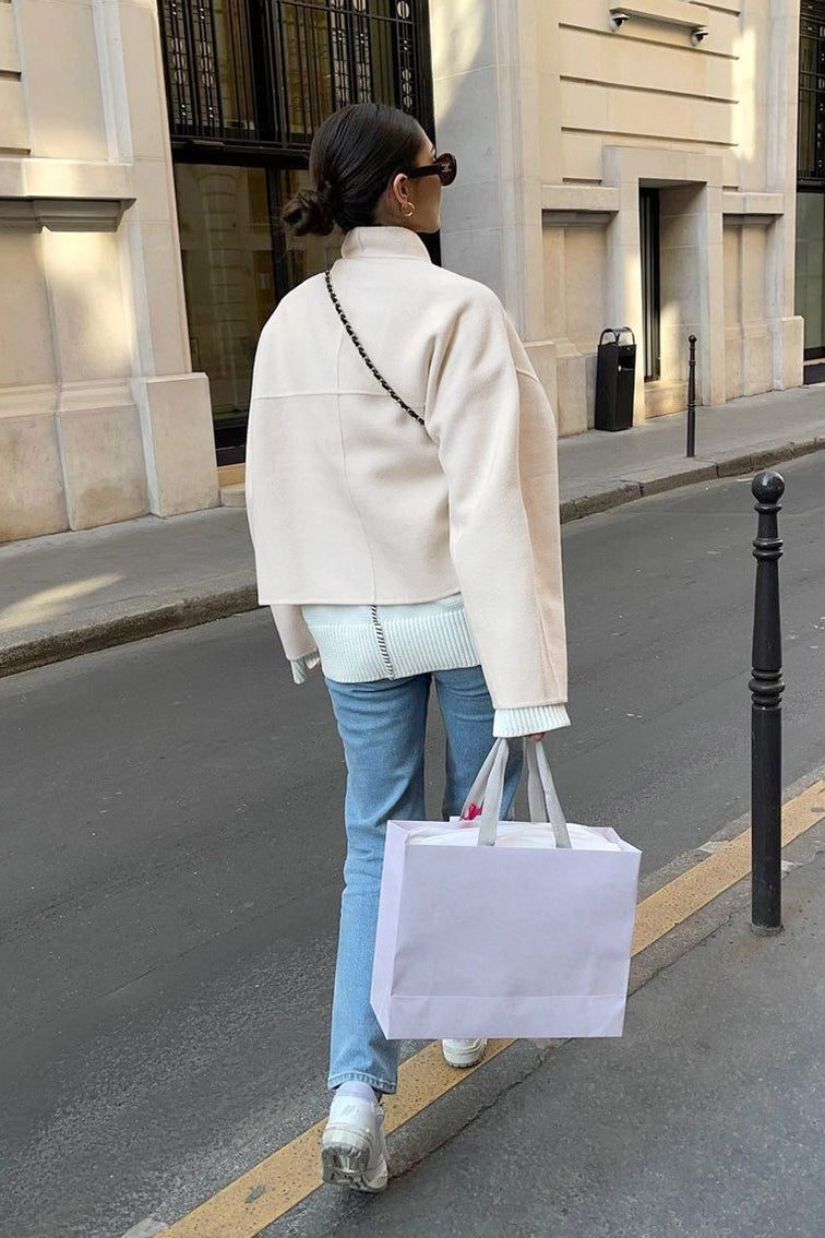 Loose Fit Beige Wool Jacket image 3