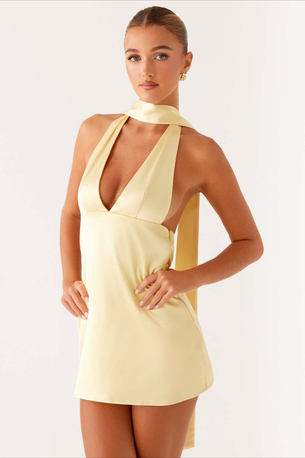 Deep V Backless Ribbon Cocktail Dress image 19
