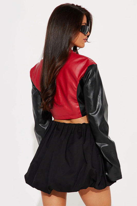 Colorblock Biker Crop Coat image 2