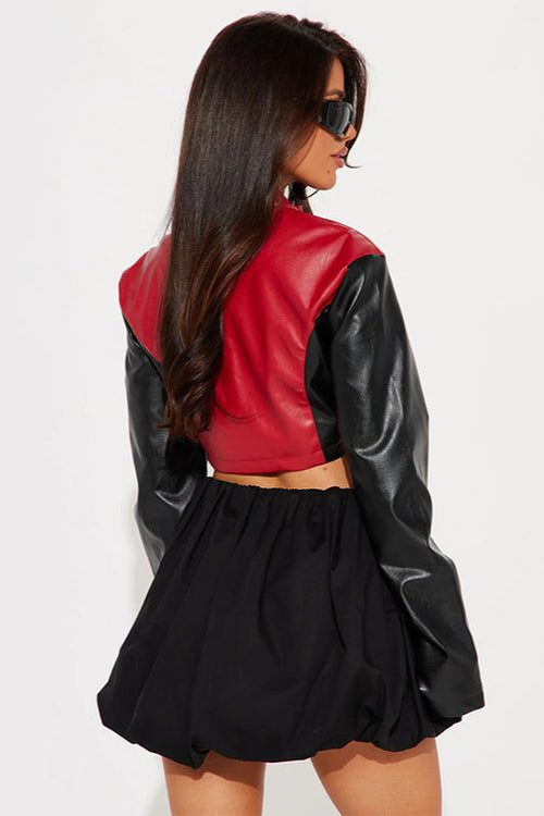 Colorblock Biker Crop Coat image 2
