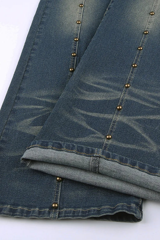 Rivet Stitch Low Rise Flared Jeans image 8