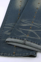 Rivet Stitch Low Rise Flared Jeans image 7