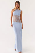 Sexy Lace Satin Backless Maxi Dress image 1