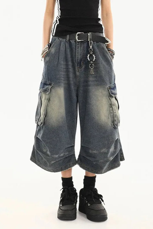 Vintage Washed Workwear Cropped Jeans image 1