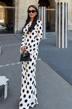 Chic Polka Dot Bell Sleeve Maxi Dress image 1