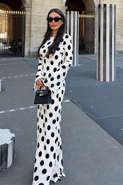 Chic Polka Dot Bell Sleeve Maxi Dress image 1