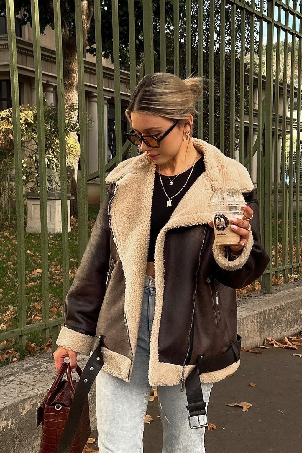 Multi-Zip Faux Shearling Longline Jacket image 3