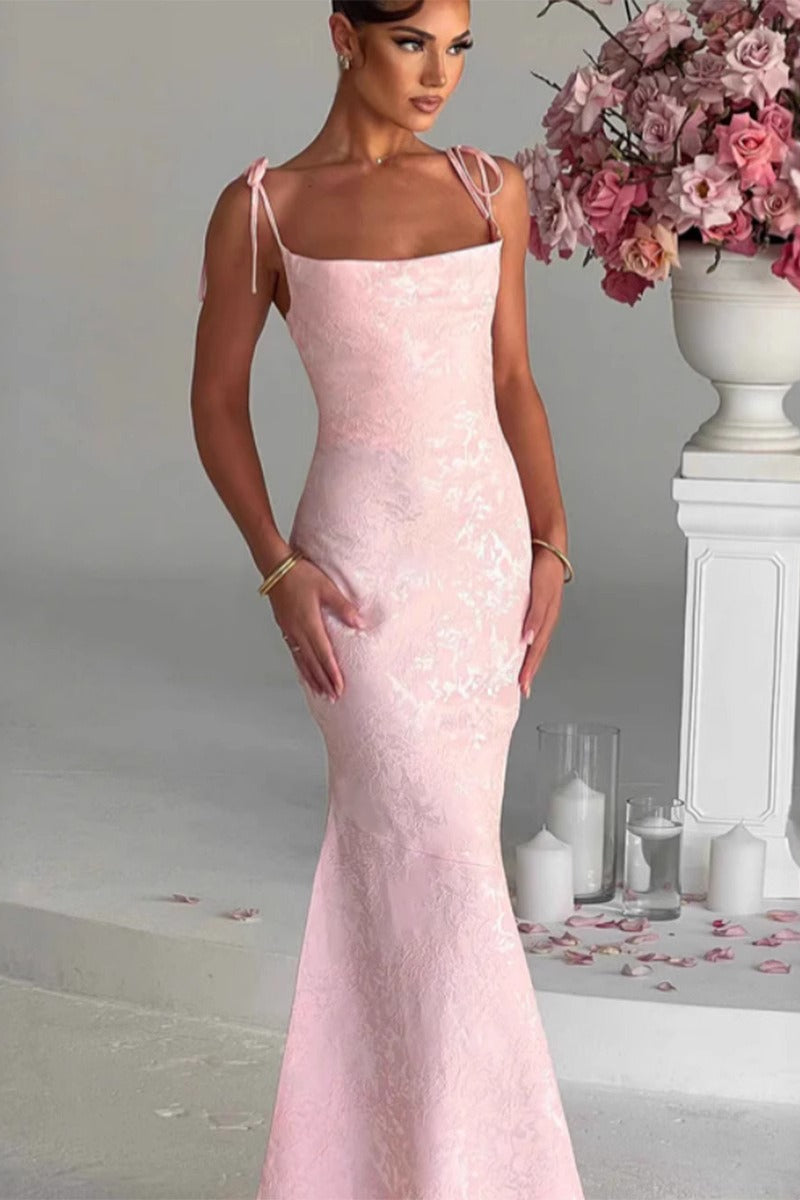 Solid Sash Backless Mermaid Formal Dress image 7