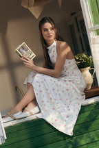 Satin Printed Bubble Hem Vest Maxi Skirt Two Piece Set image 2