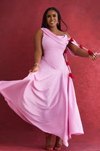 Solid Asymmetrical Shoulder Cowl Neck Cami Maxi Dress image 6