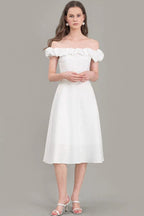 Satin Ruched Off-the-shoulder Cocktail Dress image 6