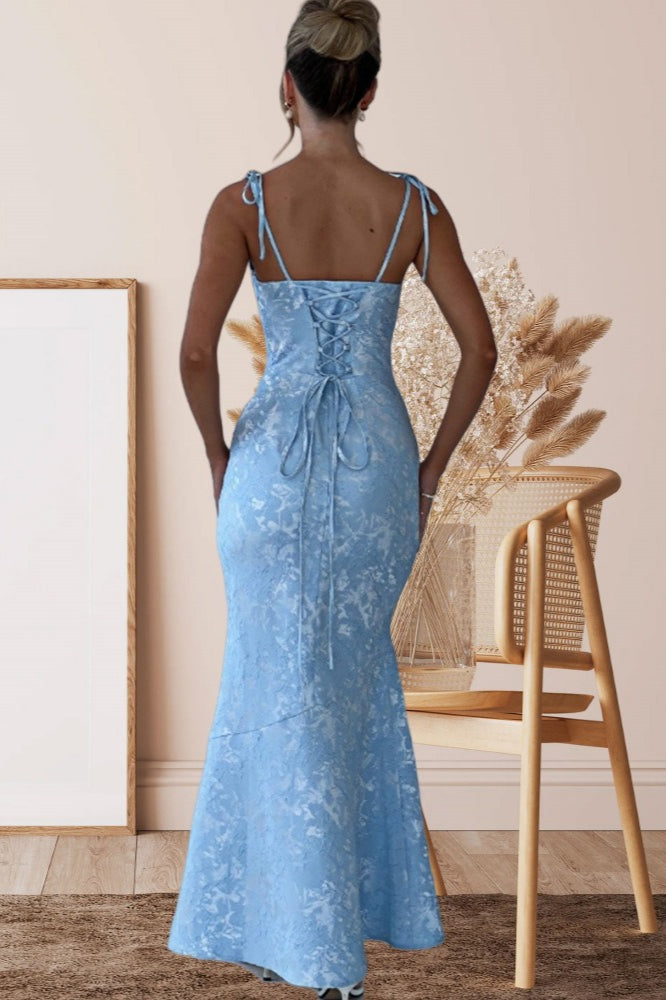 Solid Sash Backless Mermaid Formal Dress image 5