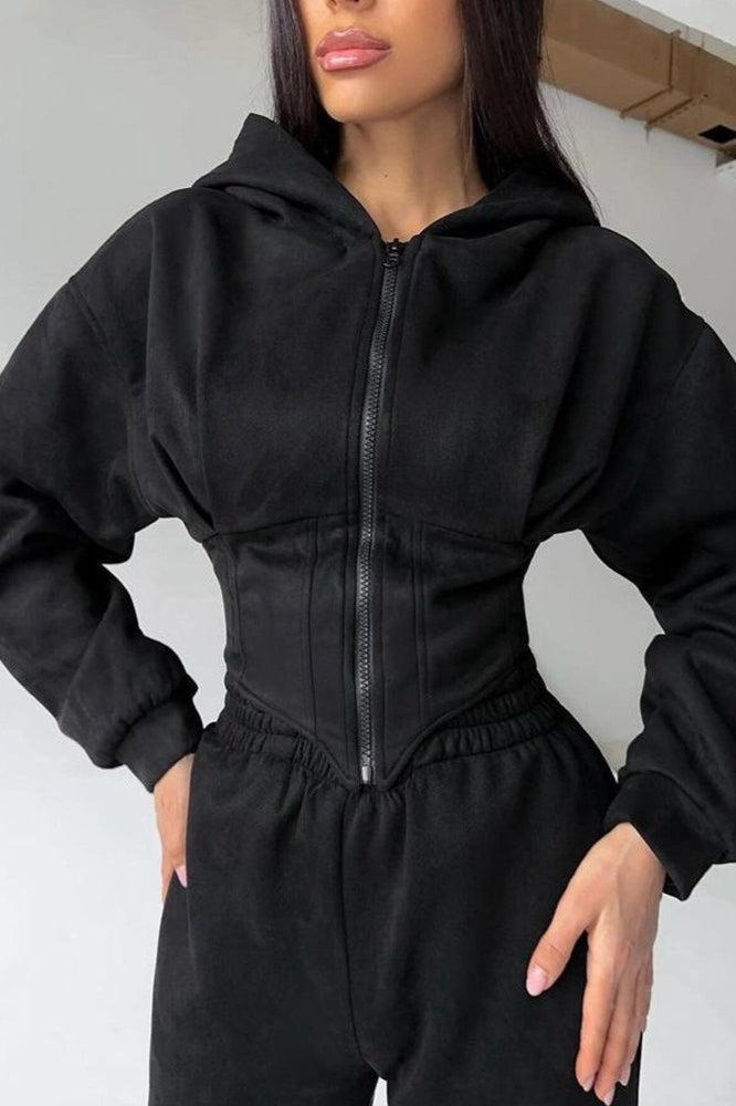 Hooded Drawstring Two Piece Pants Set image 10