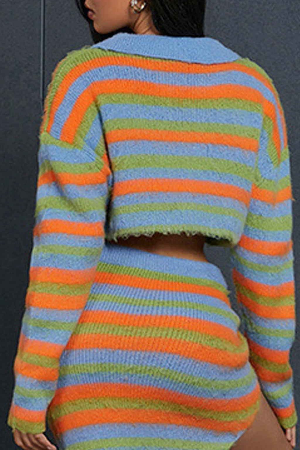 Color Block Striped Zip Cardigan image 2