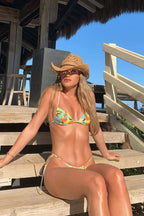 Chic Print Tie Back Two Piece Backless Bikini Set image 3