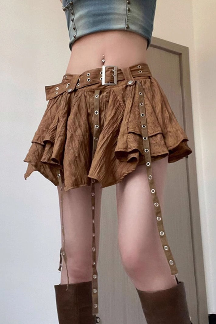 Wasteland Vintage Belt Asymmetrical Mini Skirt image 2