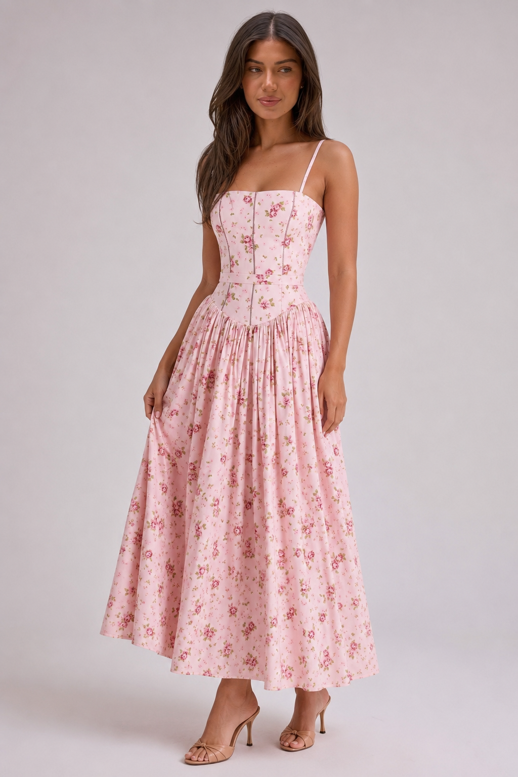 Chic Floral Print Cami Slip Maxi Dress image 4