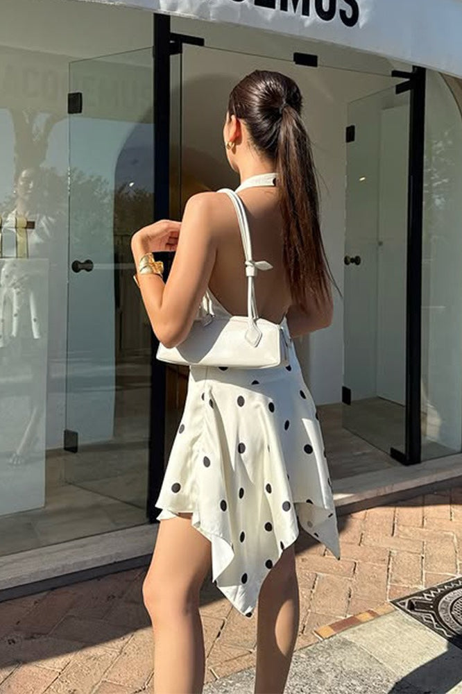 Halter C-Neck Backless A-Line Mini Dress image 3