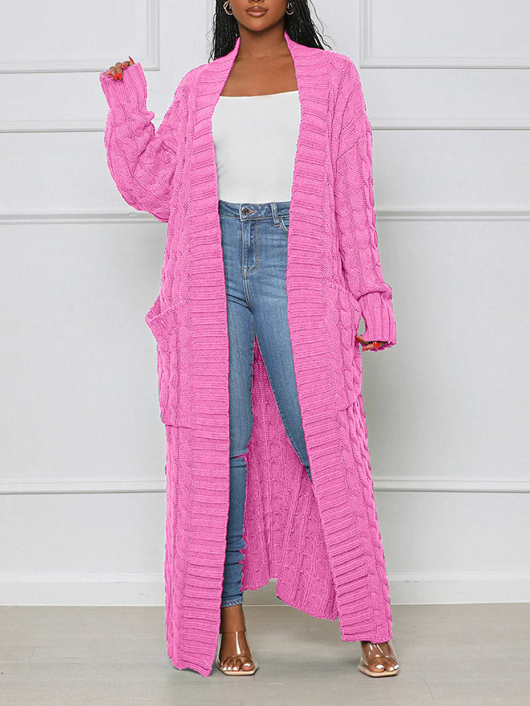 Knitted Solid Graceful Open Front Cardigan image 33