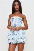 Elegant Floral Ruched Waist Mini Dress image 1