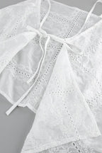 Wrap Embroidered Cutout Tie Loose Two Piece Set image 4
