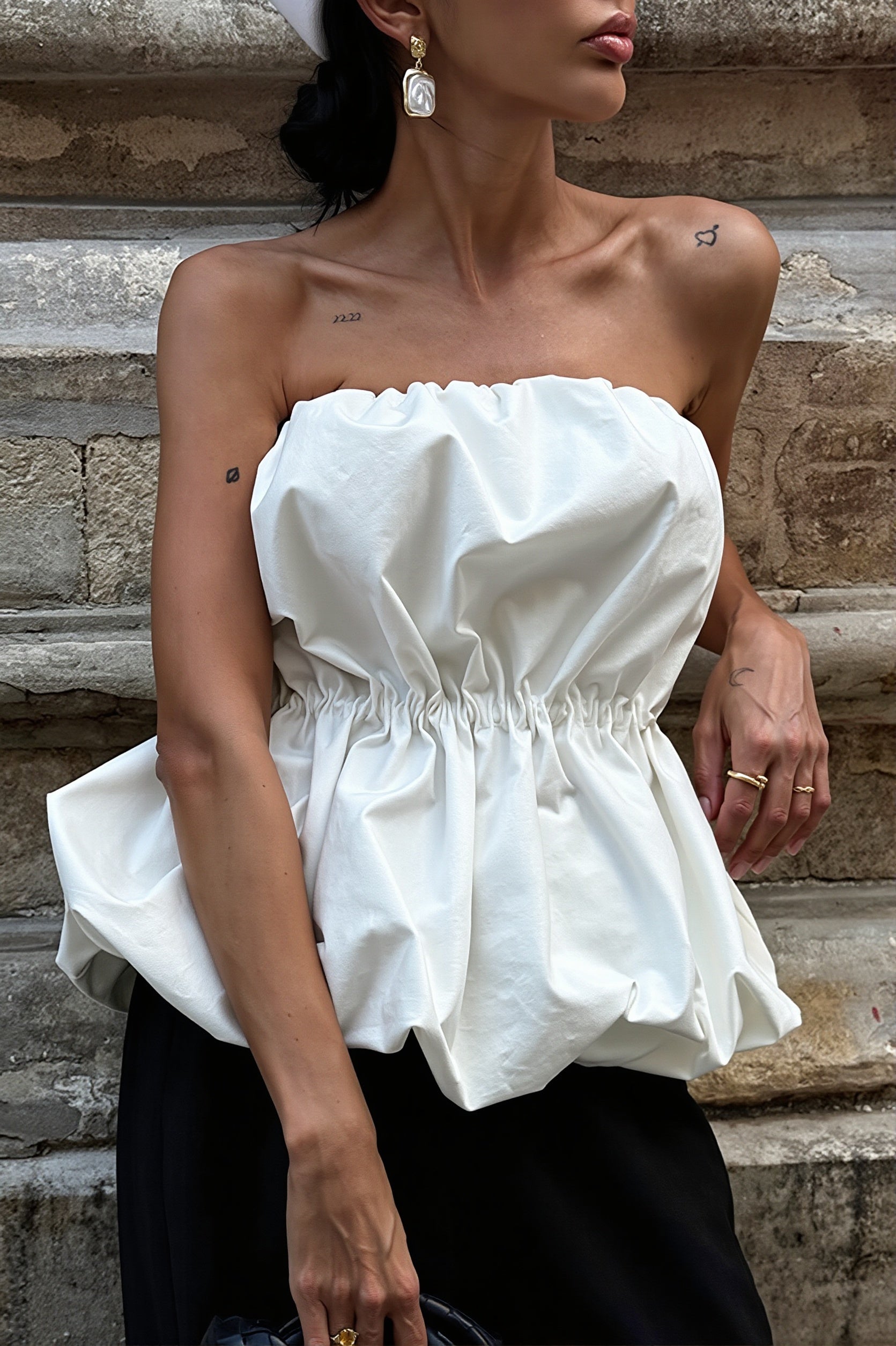 Elegant Ruched Strapless Casual Layering Blouse image 2