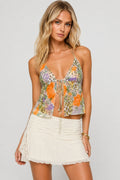 Leopard Floral Sexy Tie Halter Top image 1
