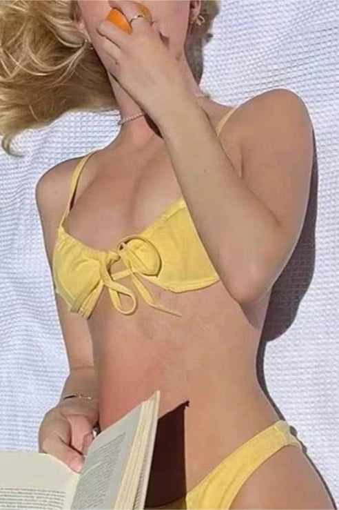 Solid Tie Triangle Bikini Set image 3