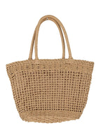 Viola Woven Bag detail view styled for Avrienne