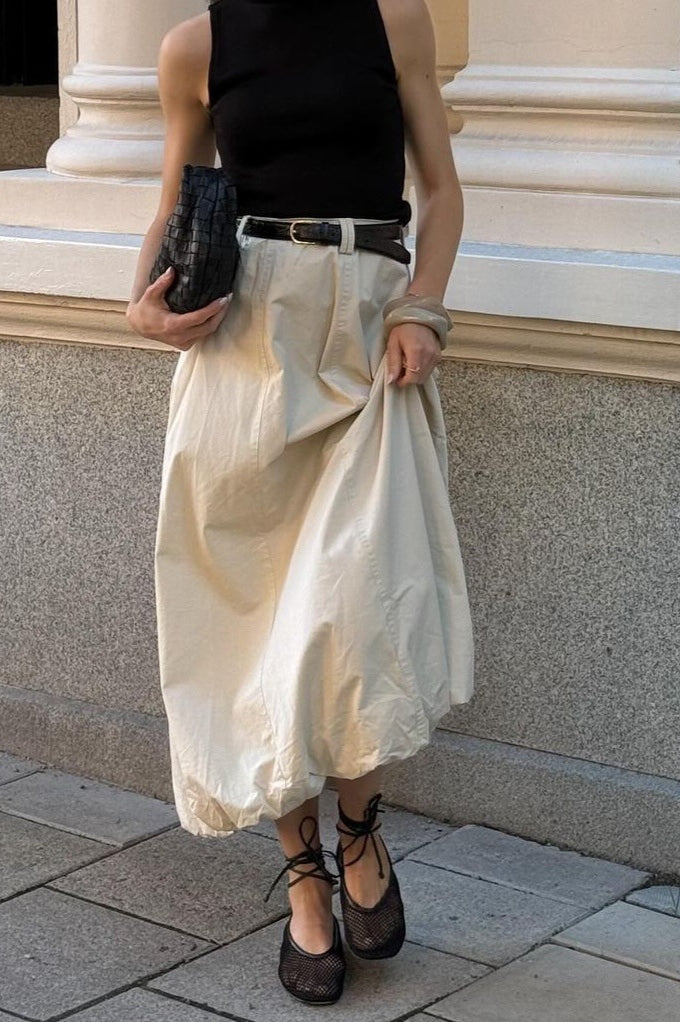 French Style Puff Skirt Spring Midi Skirt image 5